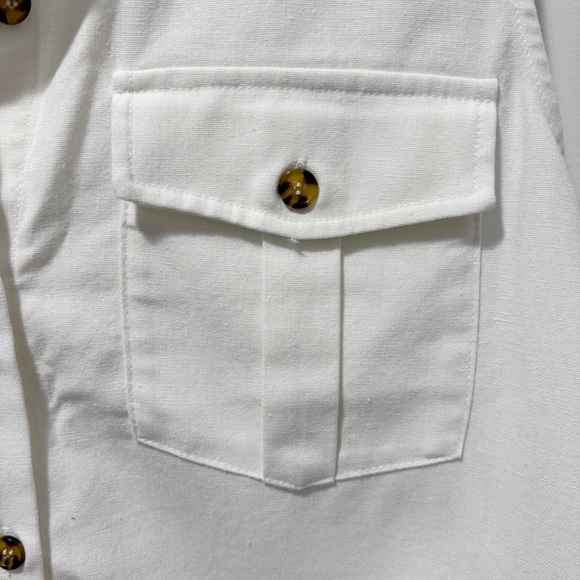 Tuckernuck White Linen Blend Sleeveless Top Vest Waistcoat Size Large Buttons Up - Picture 4 of 11